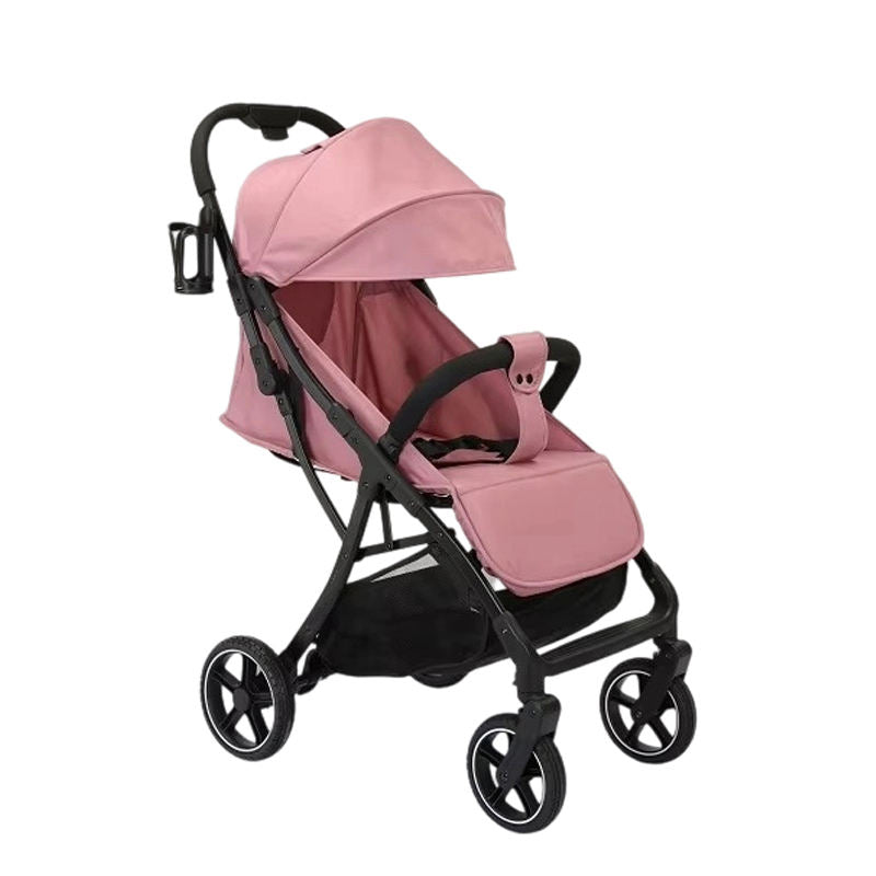 Adjustable Foldable Metal 4-Wheel Baby Stroller for Outdoor Use Sitting/Lying Down & Compact Design