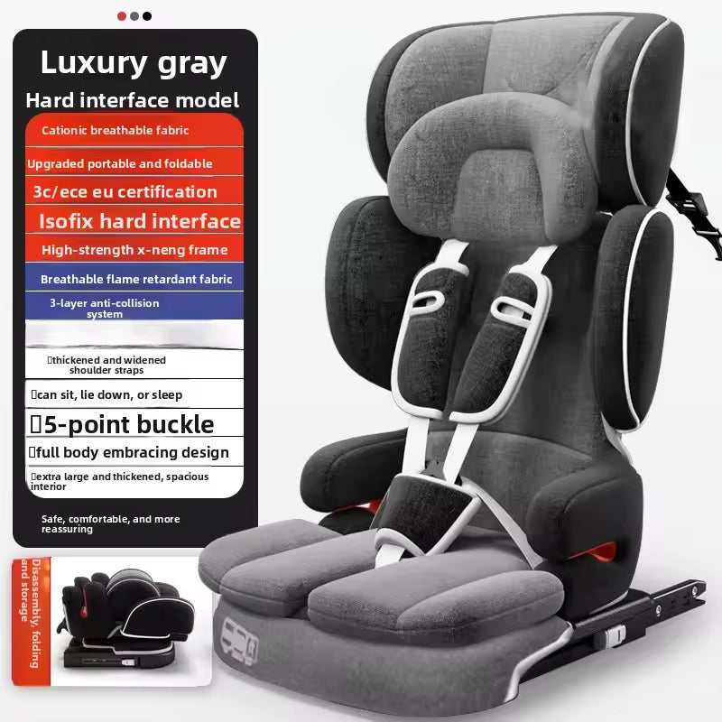 Baby Safety Seat 0-12 Years, Portable Adjustable Car Seat for Children, ECE R44/04 Universal Fit