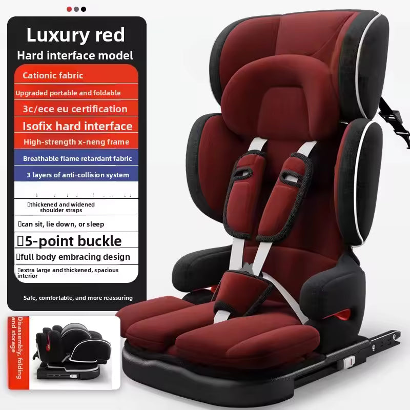 Baby Safety Seat 0-12 Years, Portable Adjustable Car Seat for Children, ECE R44/04 Universal Fit